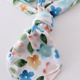 Blue floral print bamboo baby gown