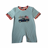 Blue Patriotic Truck Romper