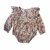 Purple Floral Ruffle Onesie