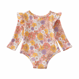 Mustard Floral Bamboo Onesie