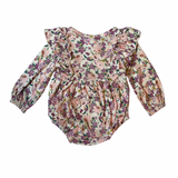 Purple Floral Ruffle Onesie